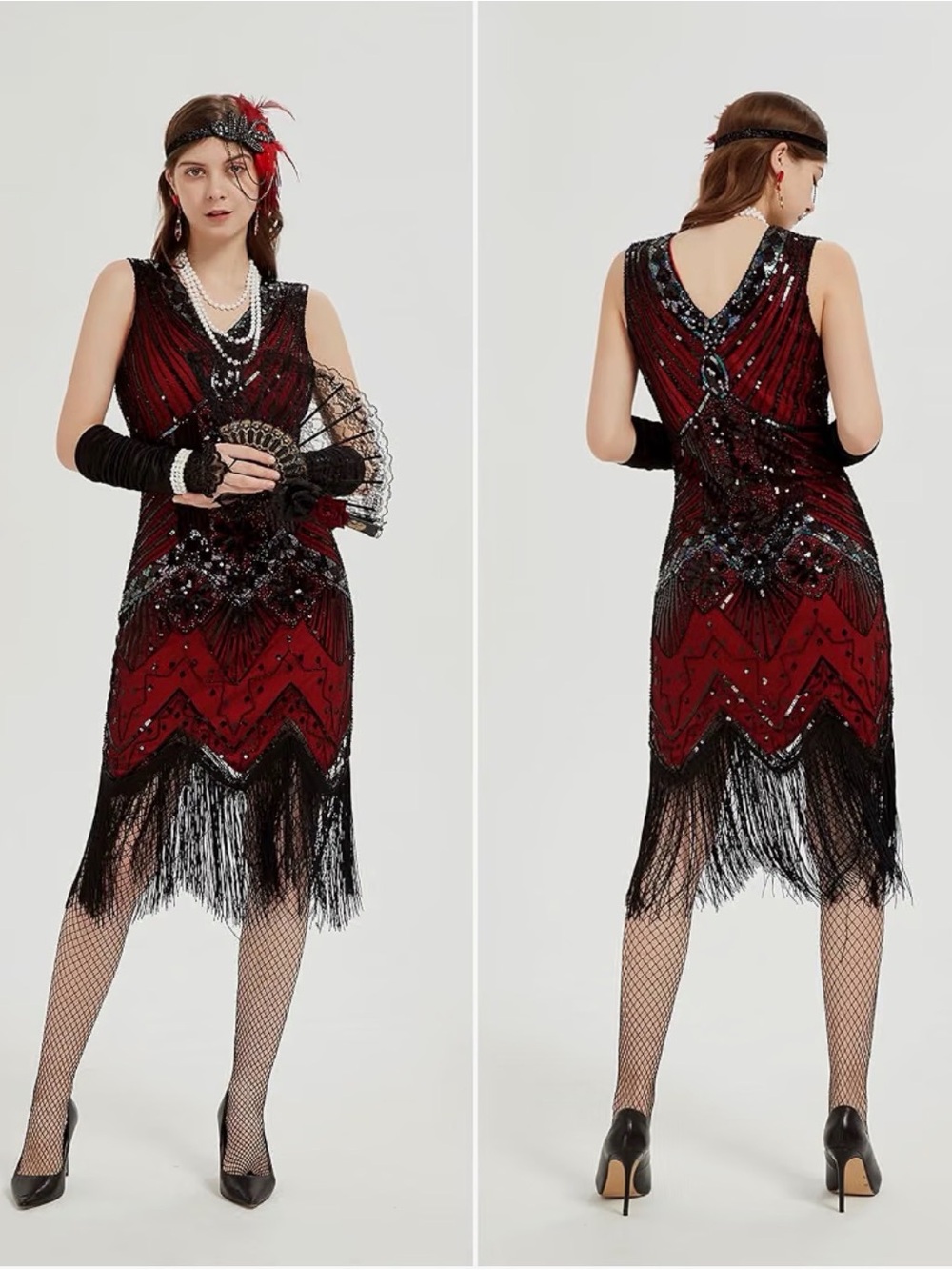Red Flapper 1920’s dress & Shaw! Only worn once! This post is for both items